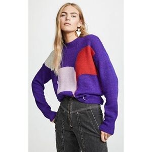 Isabel Marant Etoile Greenlee Sweater Size 34 Oversized Pullover Purple Pink Red